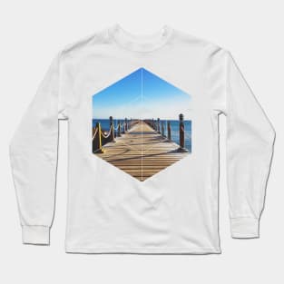 Ocean Pier Walk Geometric Photography Long Sleeve T-Shirt